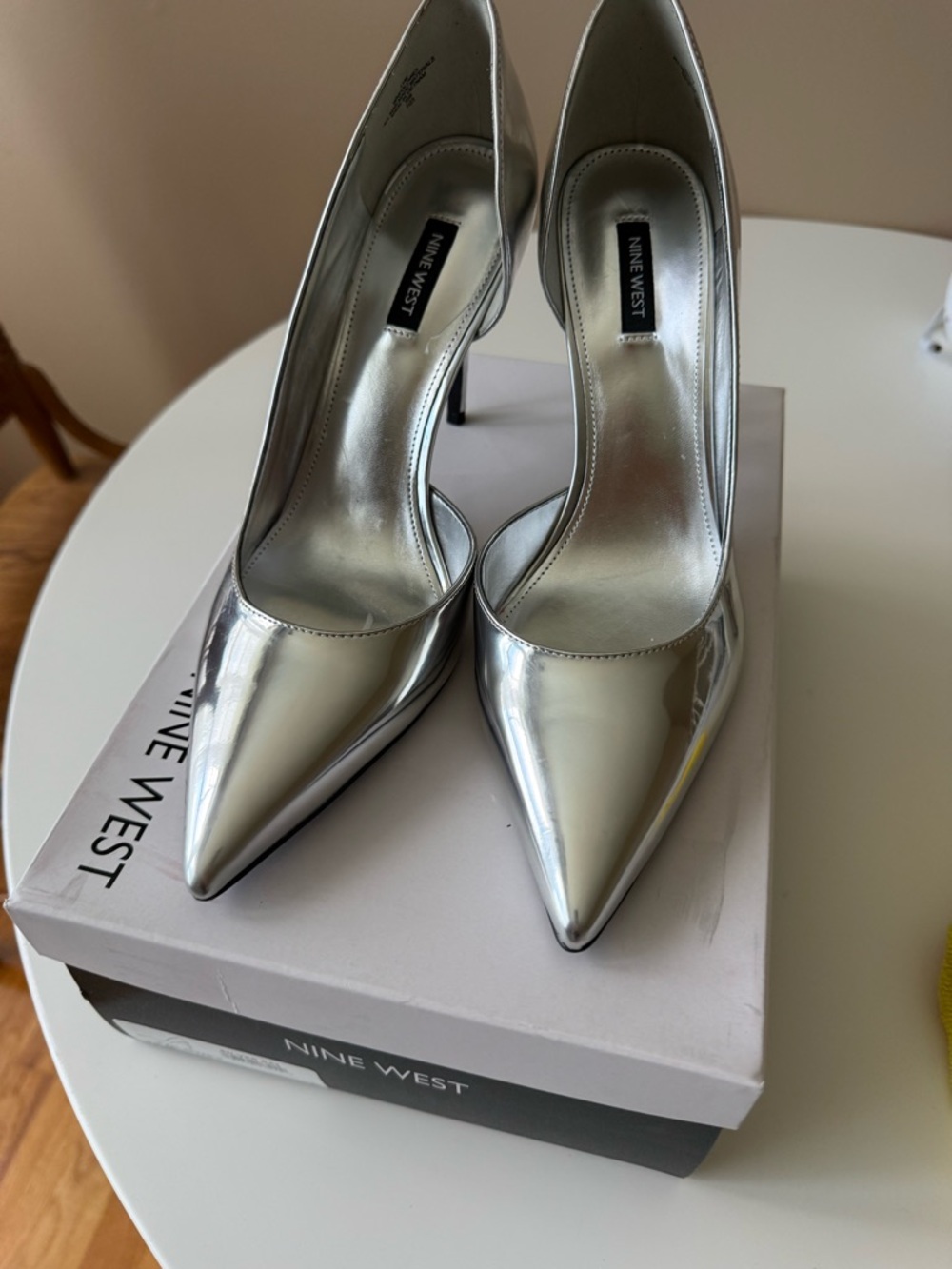 Nine West Metallic Silver Pointed Toe  Stiletto Pumps